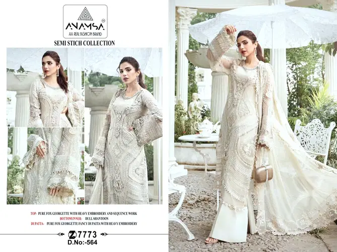 Anamsa 564 Faux Georgette Pakistani Suits Wholesale Price In Surat
